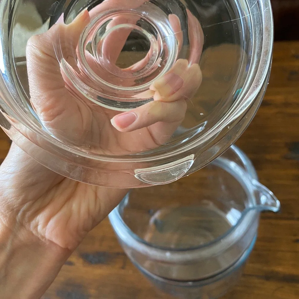 Vintage Pyrex Flame Ware 9 Cup Glass Coffee Percolator Pot Lid Clear Stainless *